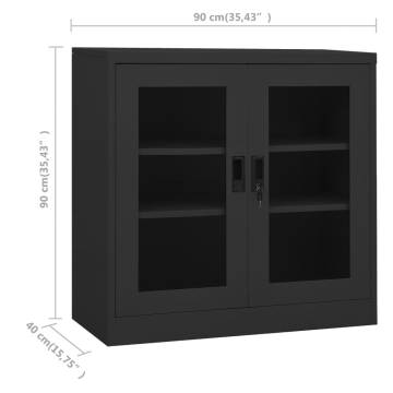 Durable Anthracite Steel Office Cabinet - 90x40x90 cm