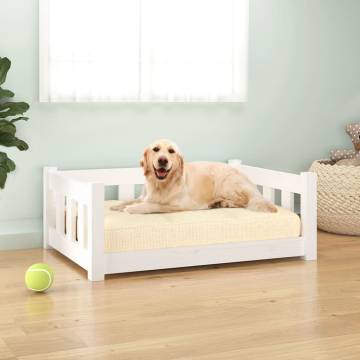 Dog Bed White 75.5x55.5x28 cm Solid Wood Pine - Hipomarket