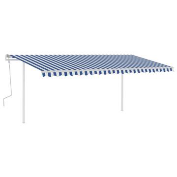 Manual Retractable Awning 5x3.5m - Blue & White | Hipomarket