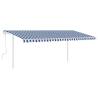 Manual Retractable Awning 5x3.5m - Blue & White | Hipomarket