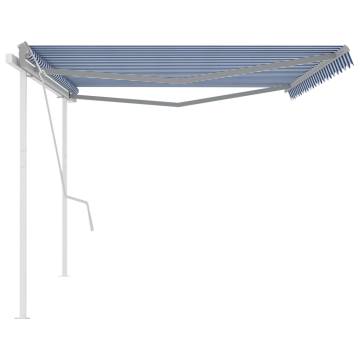 Manual Retractable Awning 5x3.5m - Blue & White | Hipomarket