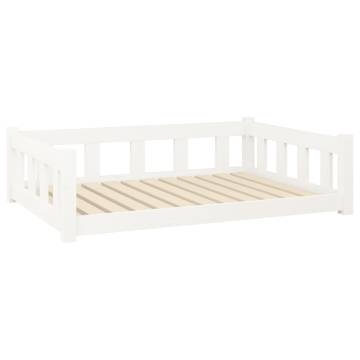 Dog Bed White 105.5x75.5x28 cm Solid Wood Pine | Hipo Market