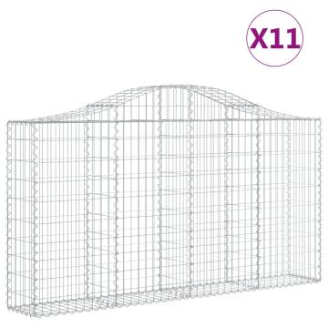 Arched Gabion Baskets 11 pcs - Galvanised Iron (200x30x100/120 cm)