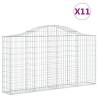 Arched Gabion Baskets 11 pcs - Galvanised Iron (200x30x100/120 cm)