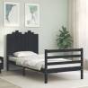 Bed Frame with Headboard Black 90x200 cm Solid Wood Colour black Size 90 x 200 cm 