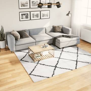 Shaggy Rug PAMPLONA High Pile Modern Cream & Black - 240x240 cm