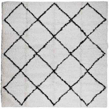 Shaggy Rug PAMPLONA High Pile Modern Cream & Black - 240x240 cm