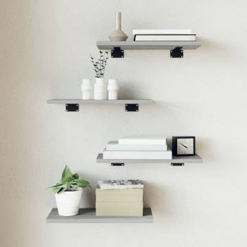 Wall Shelves 4 pcs Grey Sonoma - Engineered Wood | HiPo Market