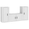 3 Piece White TV Cabinet Set - Stylish & Practical Design