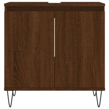 3 Piece Bathroom Cabinet Set - Brown Oak Engineered Wood