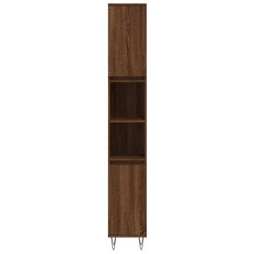 3 Piece Bathroom Cabinet Set - Brown Oak Engineered Wood