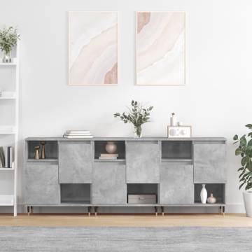 Sideboards 3 pcs Concrete Grey Engineered Wood - Hipomarket