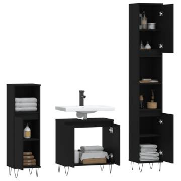 3 Piece Black Bathroom Furniture Set | Stylish & Durable