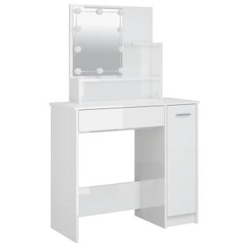 Stylish LED Dressing Table Set in High Gloss White