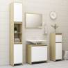 Stylish White & Sonoma Oak Bathroom Cabinet | 30x30x95 cm