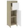 Stylish White & Sonoma Oak Bathroom Cabinet | 30x30x95 cm