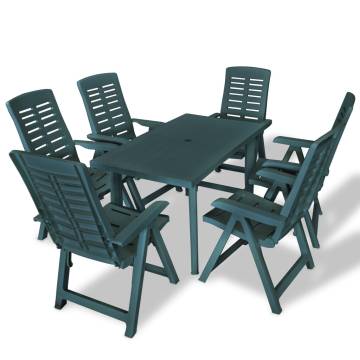 7 Piece Outdoor Dining Set - Weather Resistant Green Plastic