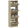 Shoe Cabinet with 4 Flip-Drawers - Sonoma Oak 60x34x187.5 cm