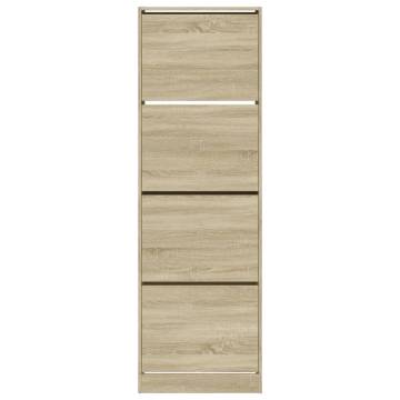 Shoe Cabinet with 4 Flip-Drawers - Sonoma Oak 60x34x187.5 cm