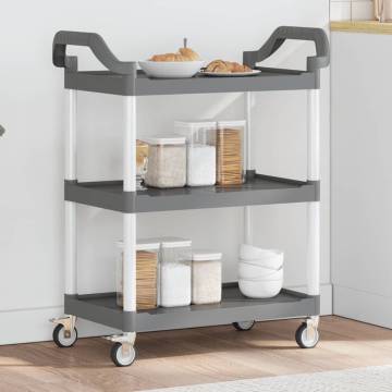 3-Tier Grey Aluminium Trolley - Storage & Flexibility