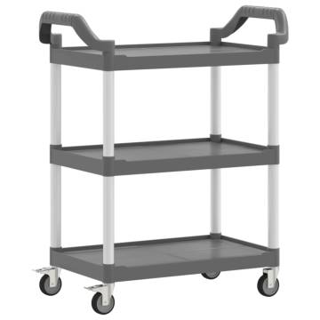 3-Tier Grey Aluminium Trolley - Storage & Flexibility