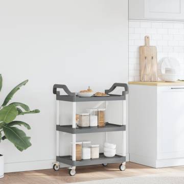 3-Tier Grey Aluminium Trolley - Storage & Flexibility