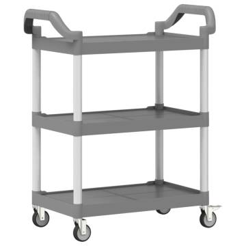 3-Tier Grey Aluminium Trolley - Storage & Flexibility