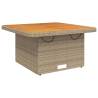 Garden Table Beige 80x80cm - Poly Rattan & Acacia Wood