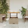 Garden Table Beige 80x80cm - Poly Rattan & Acacia Wood