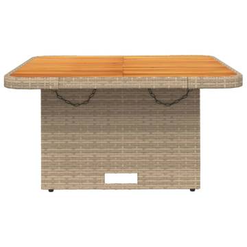 Garden Table Beige 80x80cm - Poly Rattan & Acacia Wood