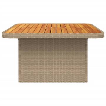 Garden Table Beige 80x80cm - Poly Rattan & Acacia Wood