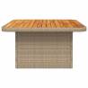 Garden Table Beige 80x80cm - Poly Rattan & Acacia Wood