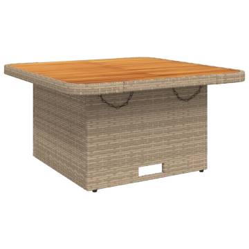 Garden Table Beige 80x80cm - Poly Rattan & Acacia Wood