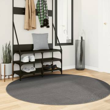 IZA Short Pile Scandinavian Rug - Anthracite Ø 160 cm