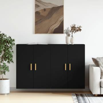 Elegant Black Wall Mounted Cabinets - Set of 2 | HipoMarket