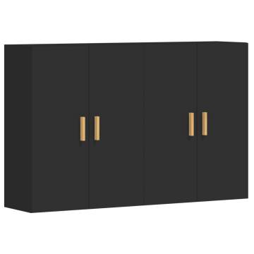 Elegant Black Wall Mounted Cabinets - Set of 2 | HipoMarket