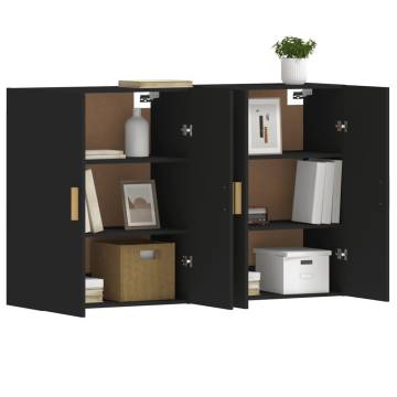 Elegant Black Wall Mounted Cabinets - Set of 2 | HipoMarket