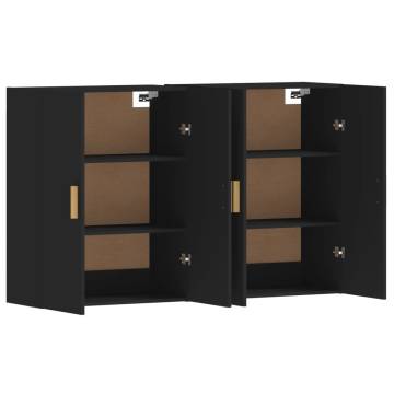 Elegant Black Wall Mounted Cabinets - Set of 2 | HipoMarket