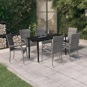 Luxurious 7 Piece Garden Dining Set in Grey and Black