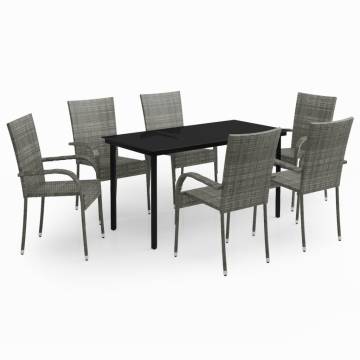 Luxurious 7 Piece Garden Dining Set in Grey and Black