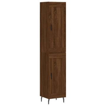 Stylish Highboard in Brown Oak - 34.5x34x180 cm