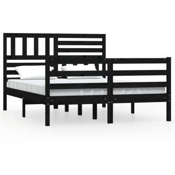 Stylish Black Solid Wood Bed Frame 120x200 cm | Hipo Market