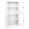 Stylish White Office Cabinet - 90x40x180 cm Steel & Glass