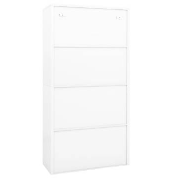 Stylish White Office Cabinet - 90x40x180 cm Steel & Glass