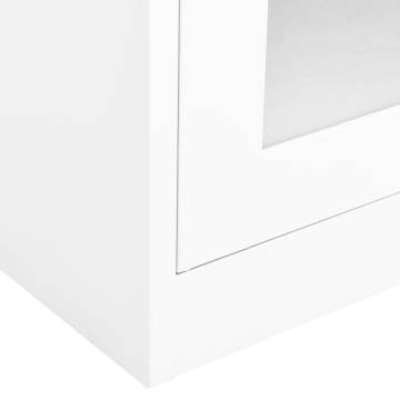 Stylish White Office Cabinet - 90x40x180 cm Steel & Glass