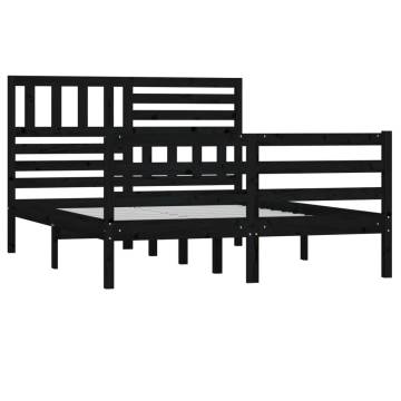 Stylish Black Solid Wood Bed Frame 120x200 cm | Hipo Market