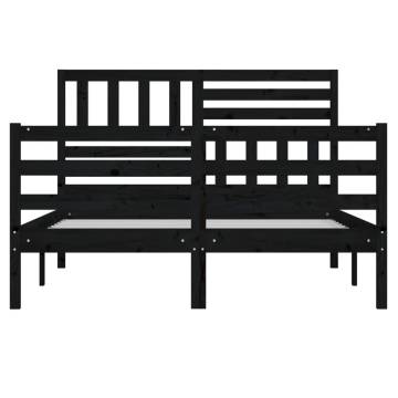 Stylish Black Solid Wood Bed Frame 120x200 cm | Hipo Market