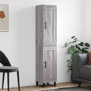 Stylish Highboard Grey Sonoma | 34.5x34x180 cm | HipoMarket