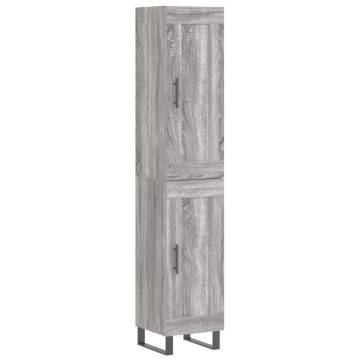 Stylish Highboard Grey Sonoma | 34.5x34x180 cm | HipoMarket