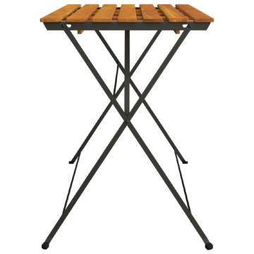 Folding Bistro Table 100x54 cm - Solid Acacia & Steel